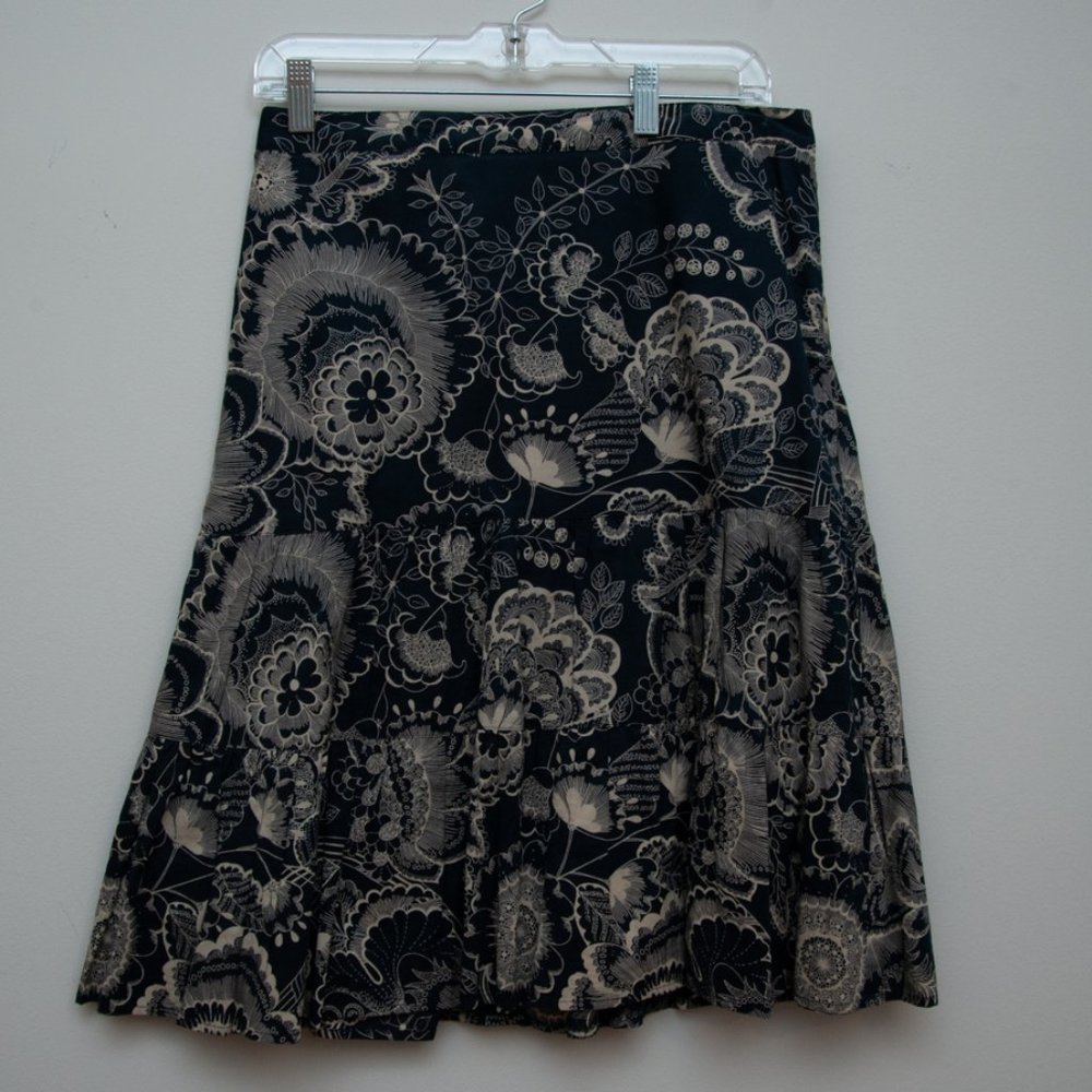 Ann Taylor Navy Tiered Ruffle Cotton Skirt 6